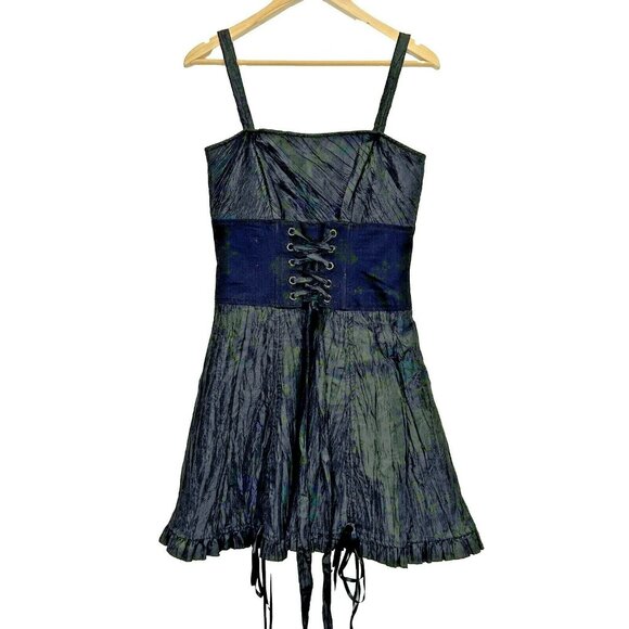 Tripp nyc Dresses & Skirts - Tripp NYC Mini Dress Size Large Black Lace Up Corset Goth Emo Punk Grunge Witchy